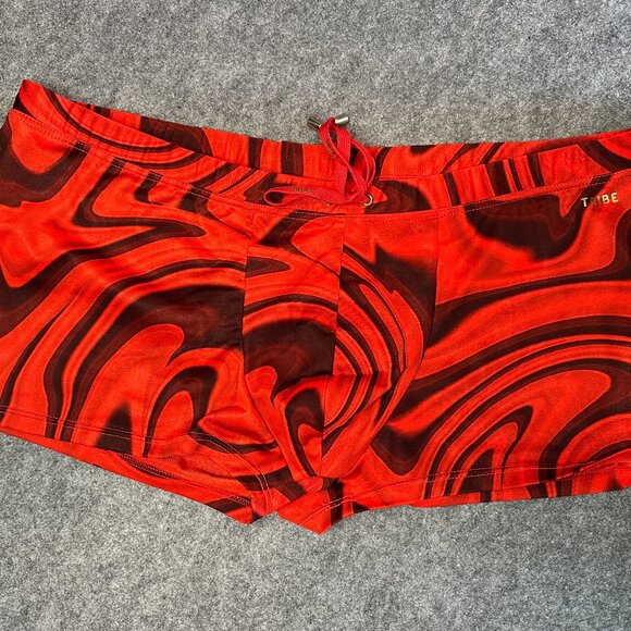 Tribe Men’s Swim Shorts – Size 3XL – Red Swirl Print - Picture 3 of 12